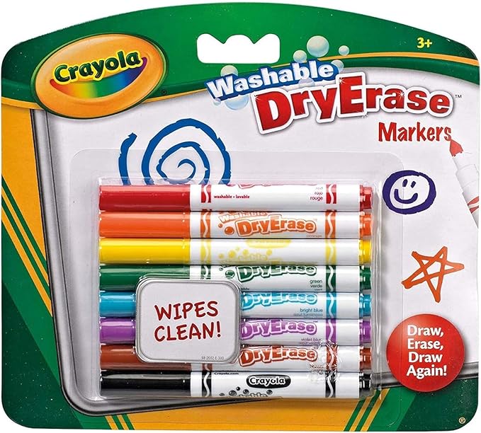 DRY ERASE 8 WASHABLE MARKERS
