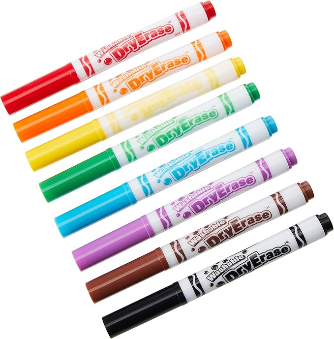 DRY ERASE 8 WASHABLE MARKERS