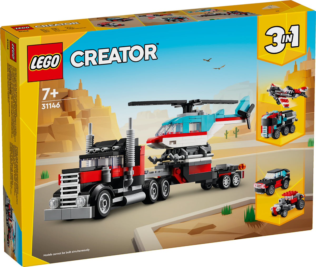 FLATBED TRUCK W/HELICOPTER