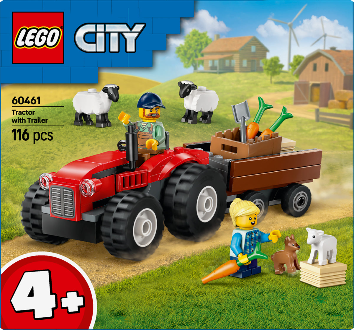 RED FARM TRACTOR W/TRAILER&amp; SH