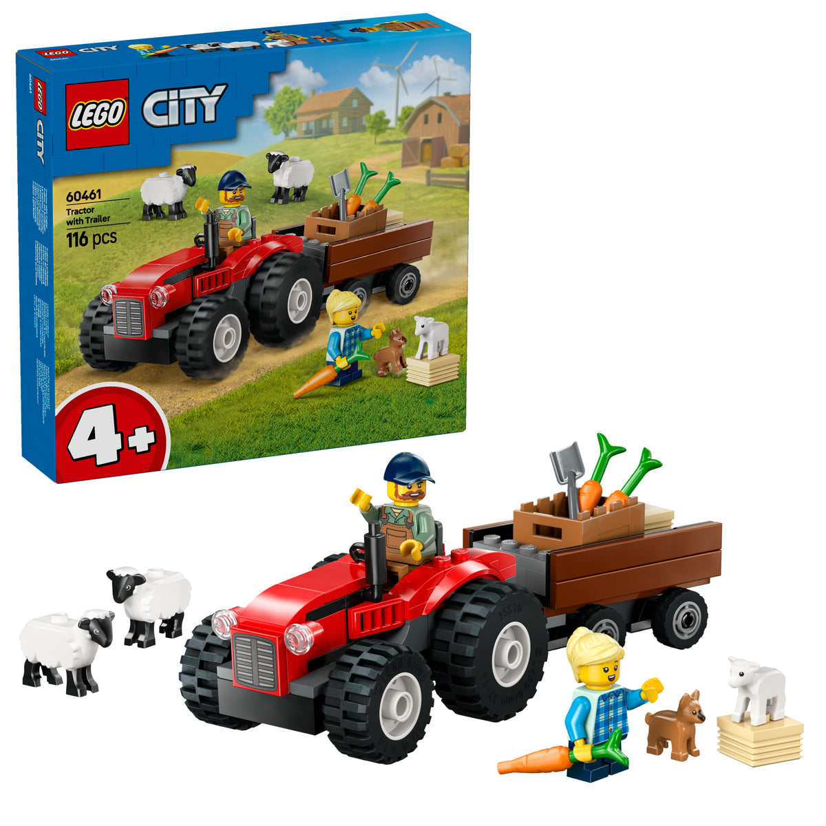 RED FARM TRACTOR W/TRAILER&amp; SH