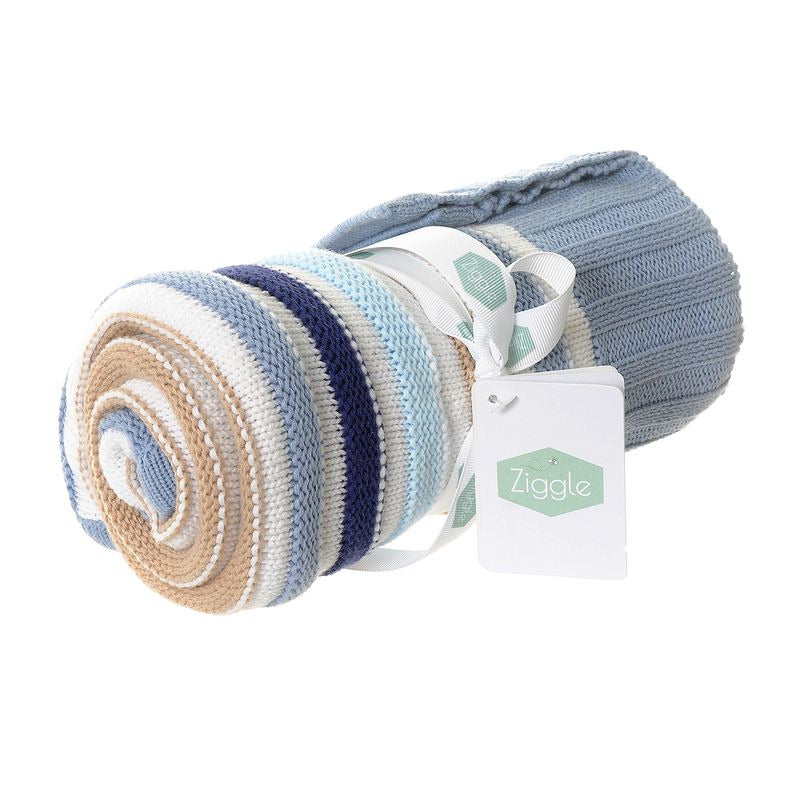 BLUE & BEIGE STRIPES BLANKET