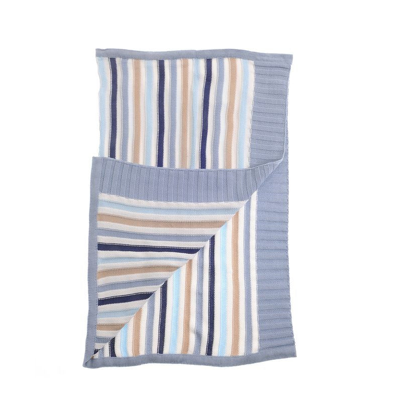 BLUE & BEIGE STRIPES BLANKET