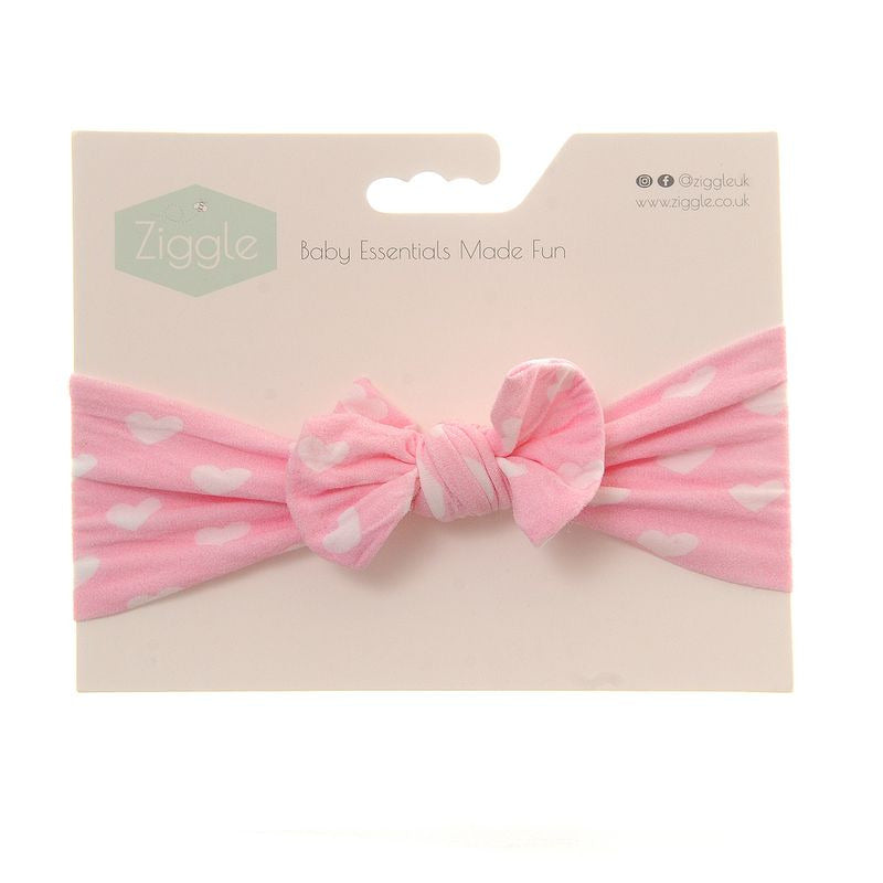 HEADBAND PK/WHITE HEARTS BOW