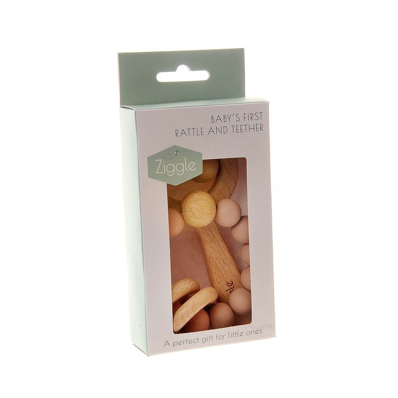 WOODEN TEETHER & RATTLE BLUSH