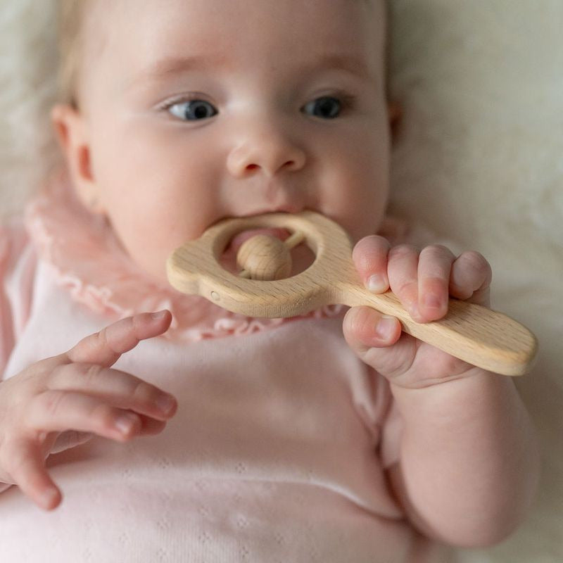 WOODEN TEETHER & RATTLE BLUSH